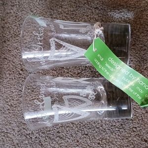 Eamon Glass Etched Harp & Shamrock Shot Glasses (2)
